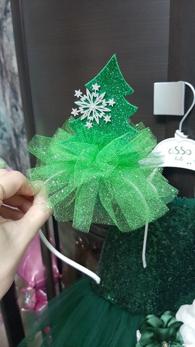 Платье, на 3-4 года + ободок ёлочка