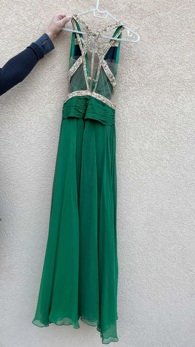 Rochie Verde Lungă Elegantă pentru Bal Boboci/ Preuniversitar/ Banchet