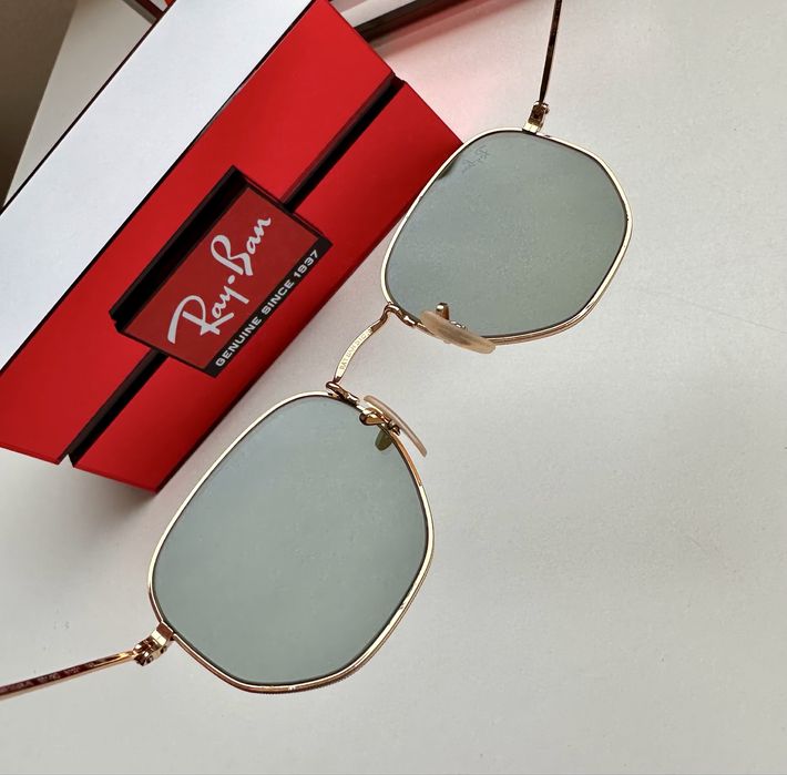 Ray-Ban RB3548-N Hexagonal, огледални, златна рамка