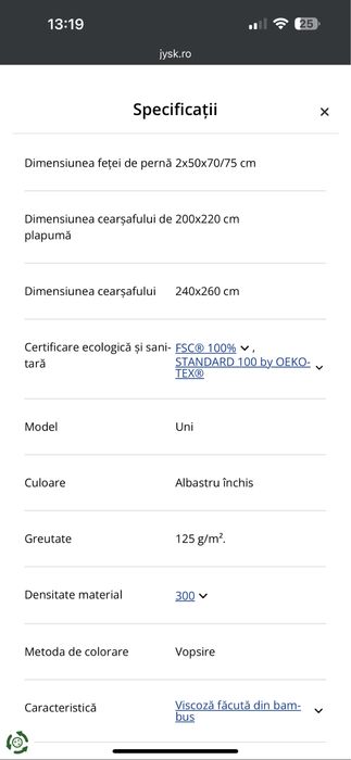 Lenjerie de pat dubla din bumbac si vascoza