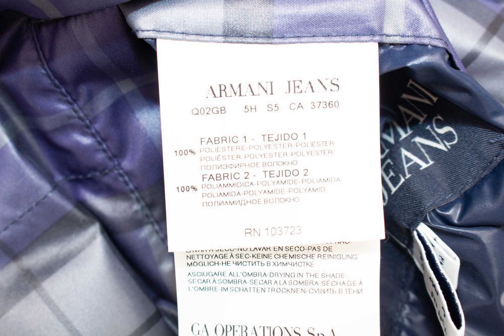 Armani Jeans оригинален дамски елек с 2 лица грейка синя каре XS-S