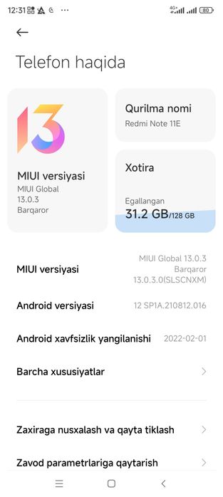 Redmi Not 11E 5g Sotiladi srochni