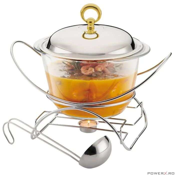 Vas, recipient pentru incalzirea alimentelor, sticla, capacitate 4