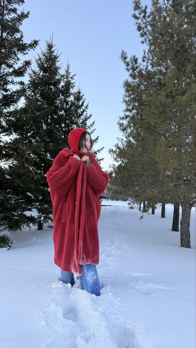 Шуба красная тедди