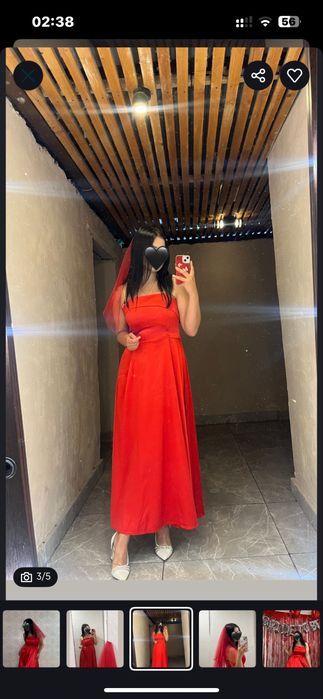 Продам вечернее атласное платье, красного цвета