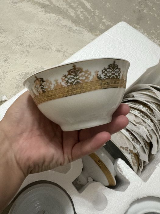 Набор ыдыс аяқ ақ золото мен