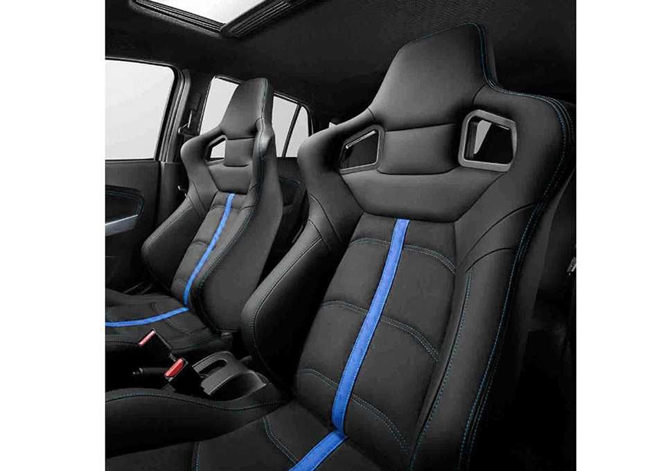 Спортни седалки за автомобил, сгъваеми, черни/син кант