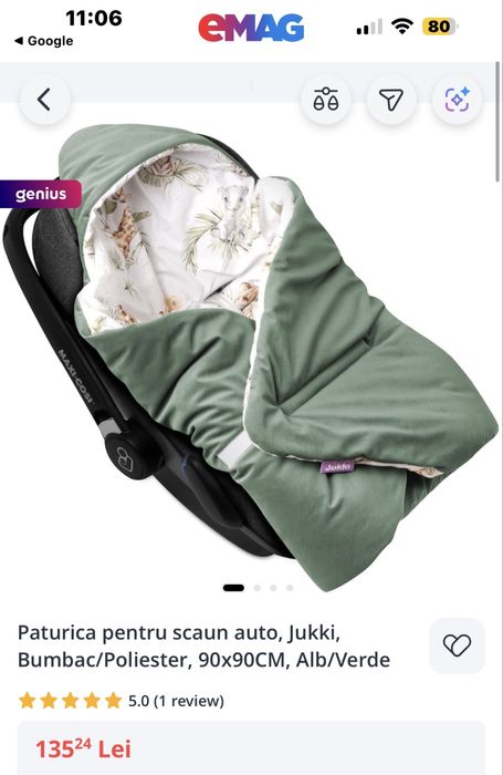 Paturica pentru scaun auto , carucior ,si 2  patura, alb , 70x90