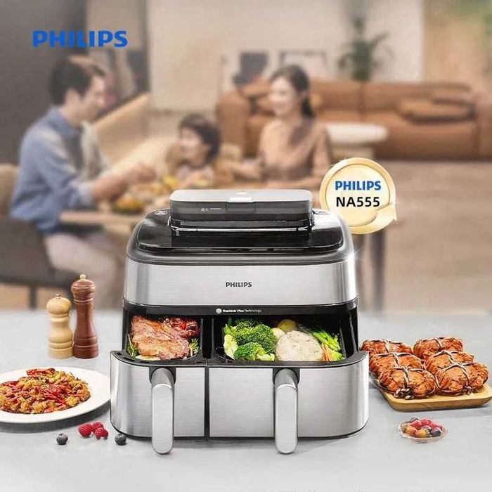 Аэрогриль + пароварка  9 л Philips NA555   /  aerogrill parovarka