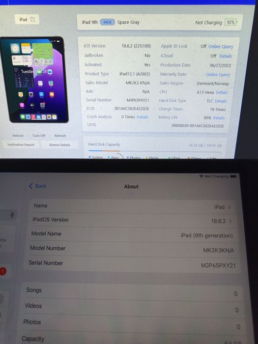 Ipad 9th touch schimbat  baterie 99%