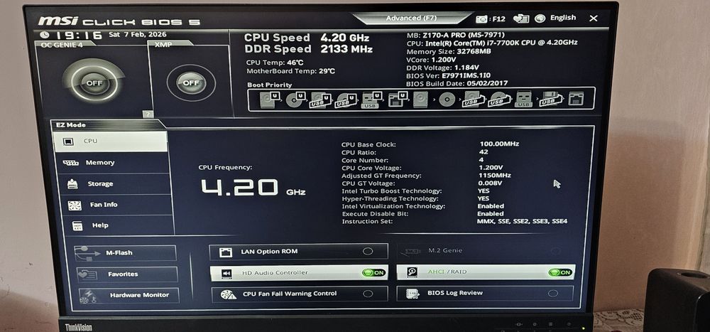 KIT Gaming i7 7700K+ Placa de baza MSI Z170-PRO LA 550 RON