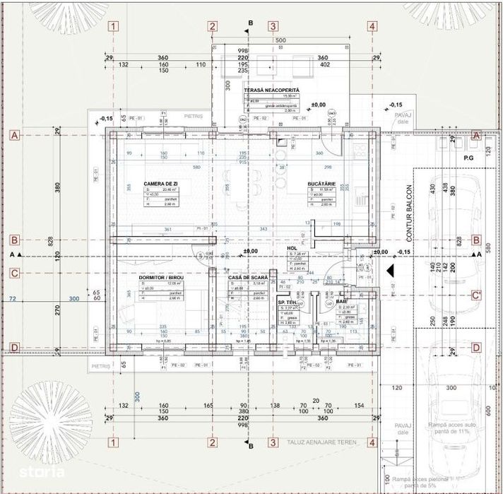Casa individuala NZEB 4 CAM 124 mp teren 514 mp Chinteni