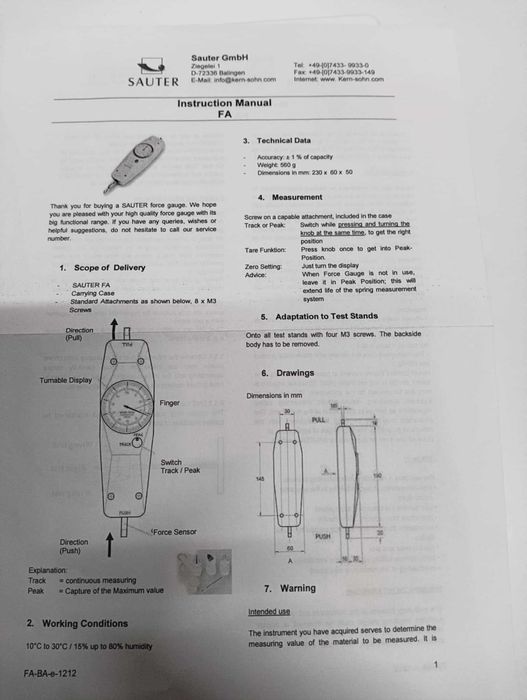 Силомер Sauter FA50