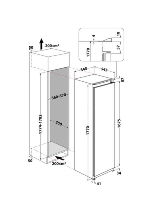Frigider cu o usa incorporabil Whirlpool ARG 18081