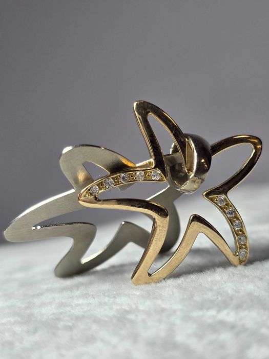 Set Pandantive Steluță din Aur Bicolor 14K cu Pietre Strălucitoare