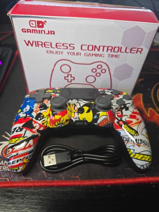 Controller Wireless GAMINJA pentru PlayStation 4/PC – Produs Nou – Dual Shock – USB-C – Temă Pennzoil & Havoline Racing