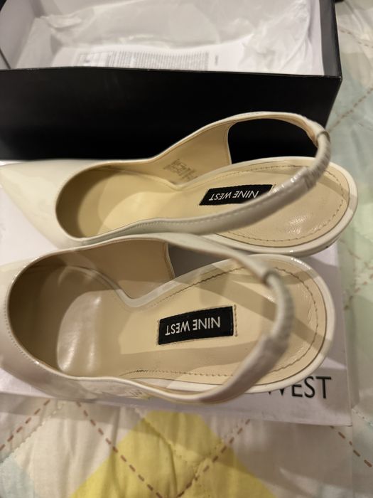 Pantofi piele stiletto albi - marimea 38 - NINE WEST