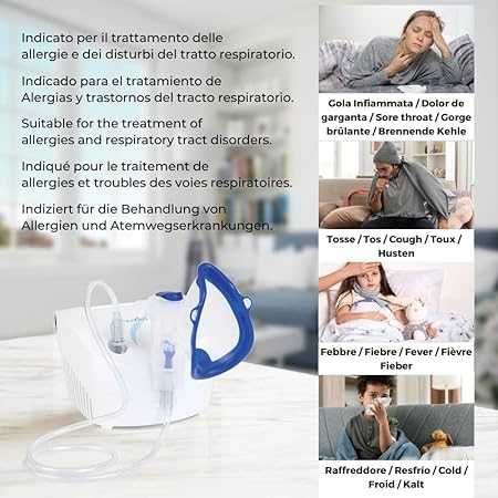 Аерозолен инхалатор с компресор Nuvita 5020, за цялото семейство , Бял