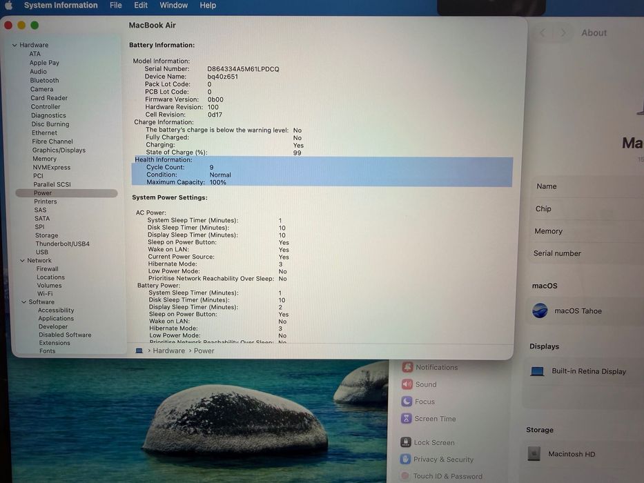 MacBook Air 15" M3 Chip 8-CPU, 10-GPU, 16GB RAM, 256GB SSD В ГАРАНЦИЯ ДО 27.10.2028г.