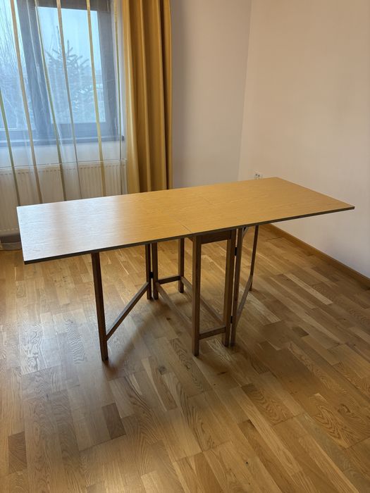 Masă pliabilă lemn masiv 180x75 cm, foarte solidă, ideală spatii mici/medii