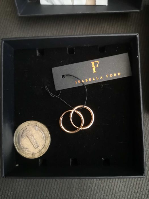 Малки стоманени обеци-халки Isabella Ford, 1,4см, розово злато