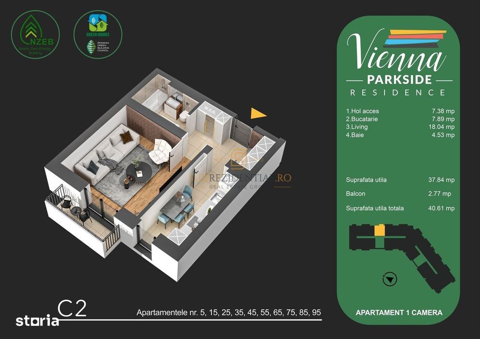 Garsoniera noua in ansamblu rezidential premium - langa Parcul Tudor A