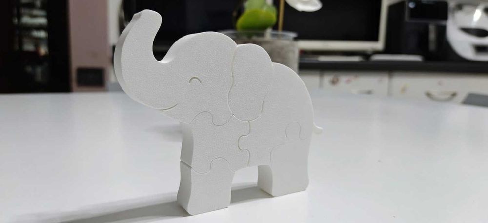 Puzzle Elefant Alb 3D - Jucărie Educativă pentru Copii