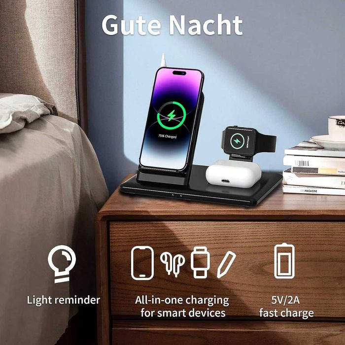 Безжично зарядно/ докинг станция Hoidokly 4 в 1