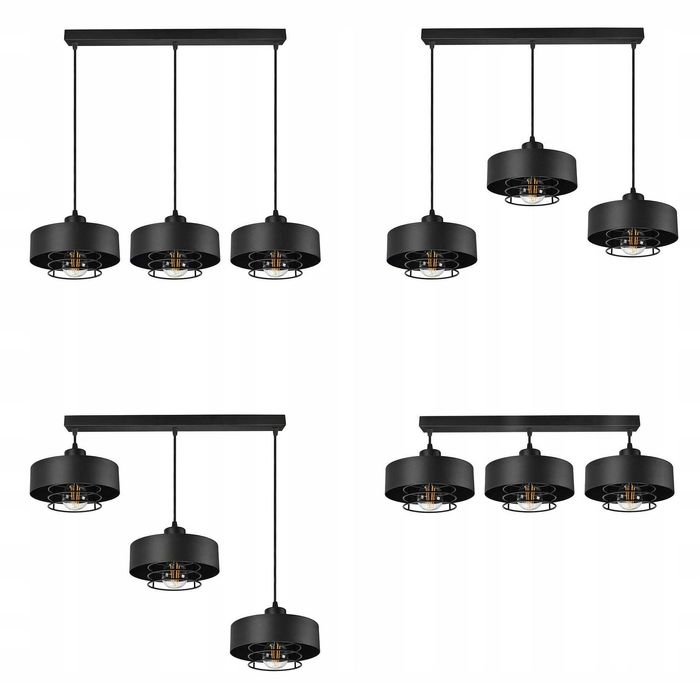 LEDO-320 Висяща лампа 3xE27, Черно Мат