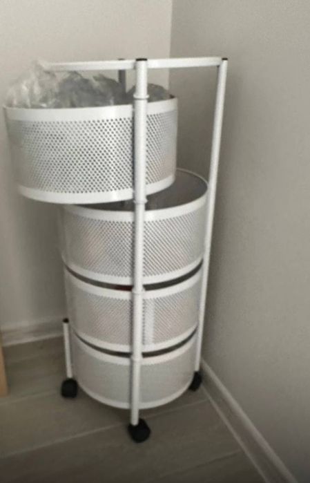 4-ярусная поворотная металлическая полка на колёсиках для кухни