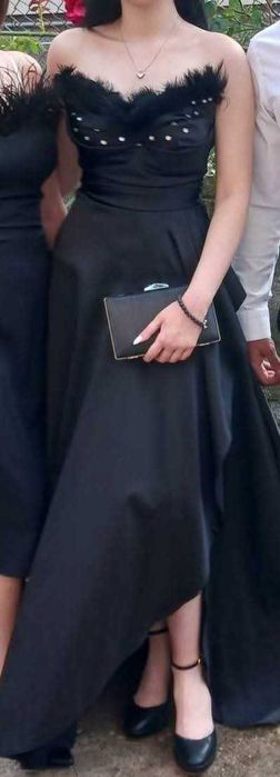 Бална дълга черна рокля