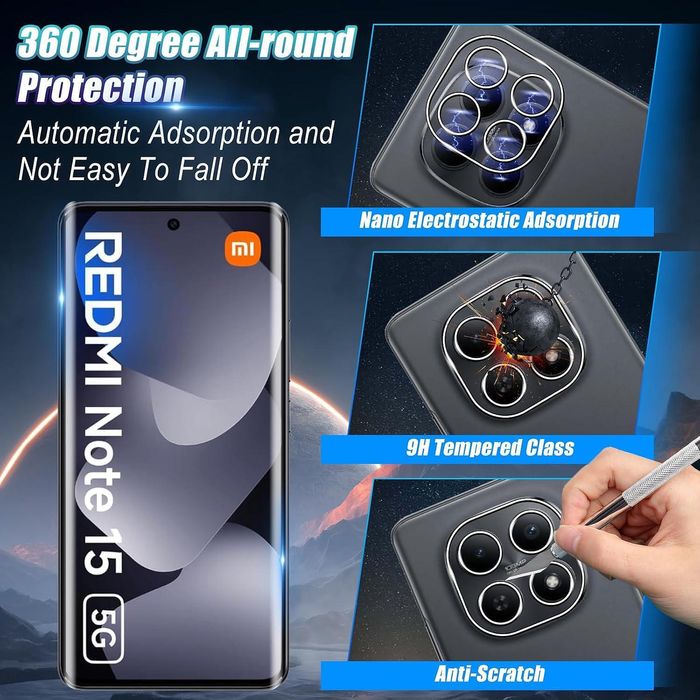 Стъклен протектор за камера за xiaomi redmi note 15 5g