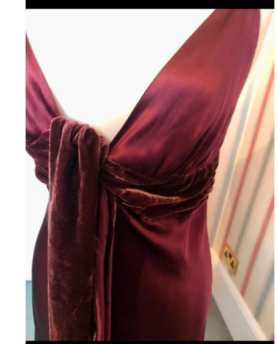 Lepel French Rochie matase naturala si catifea visinie