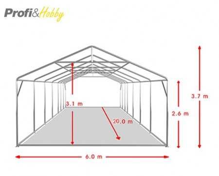 6X20 м Шатра клас PROFESSIONAL PVC огнеустойчив 550 гр/кв.м