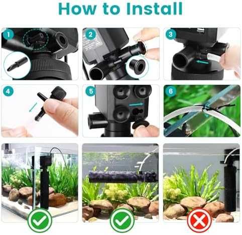 Нов Вътрешен филтър за аквариум 4 в 1 аерация вълни циркулация 15W