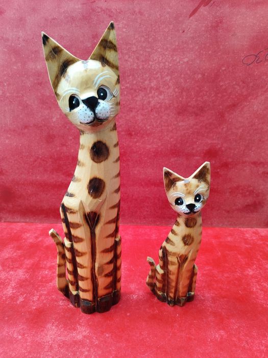 Pereche pisici din lemn