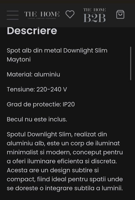 Spot MODERN alb din metal Downlight Slim Maytoni