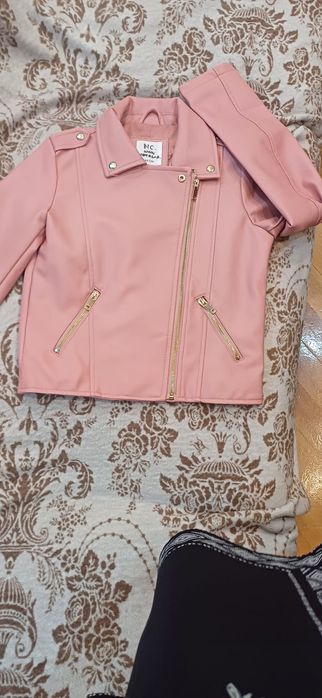 Geaca fetita roz imitație piele 146 cm