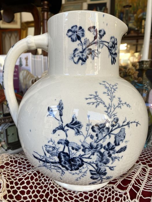 Керамична кана за вино или вода Холандска - старинна с рисувани цветя