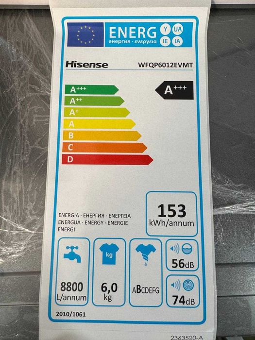 Стиральная машина Hisense 6 кг WFQP6012EVMT Inverter Steam