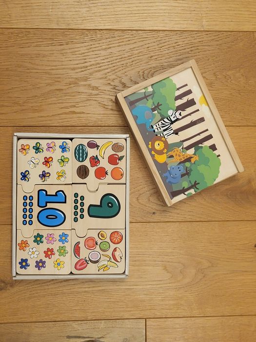 Puzzle lemn - invatam numerele  +  Domino lemn  - Playtive Junior
