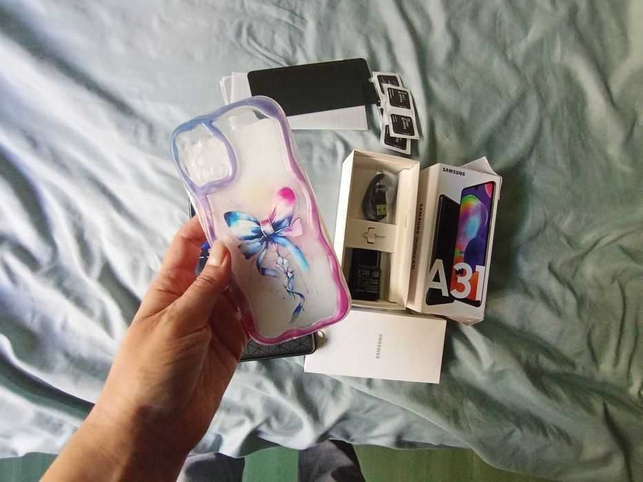 Pachet Complet: Telefon Samsung Galaxy A31 +2 Huse +5 Folii+Incarcator