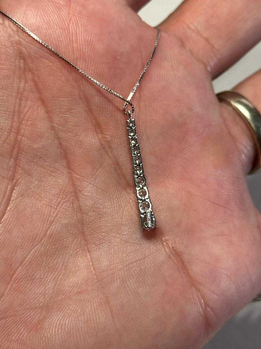 LANT + PANDANTIV AUR alb 18K + 10 Diamante = 0.72CT - VS1 - G - Deosebit !