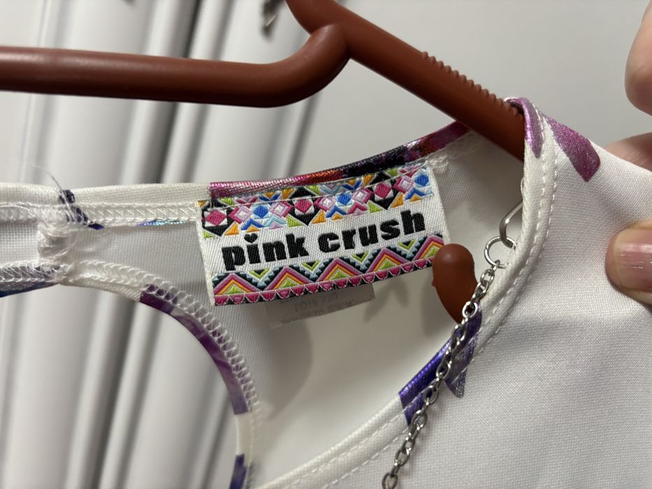 Rochie fete 10-12 ani, alb cu flori si margele