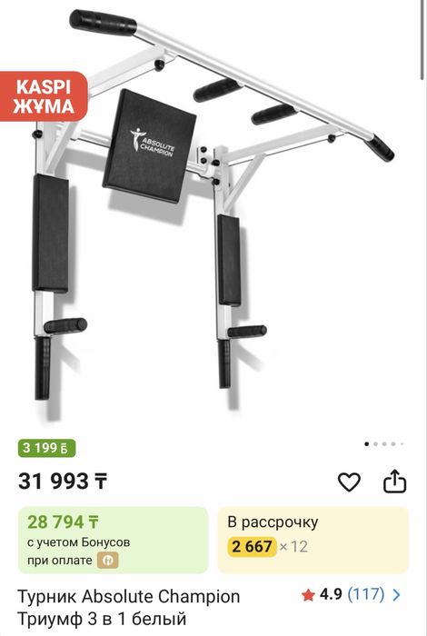 Настенный турник-брусья-пресс 3 в 1 Absolute Champion (Триумф)