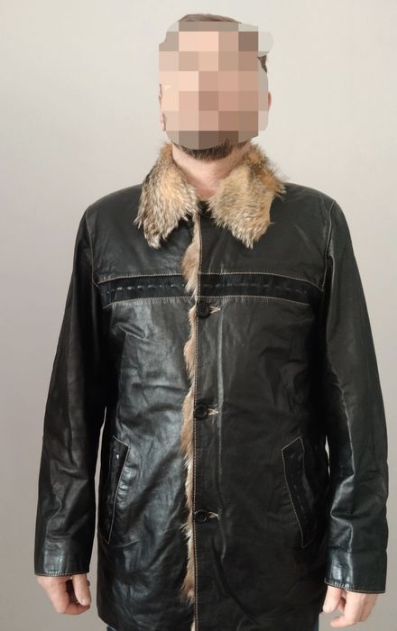 Кожанная дубленка мужская б/у