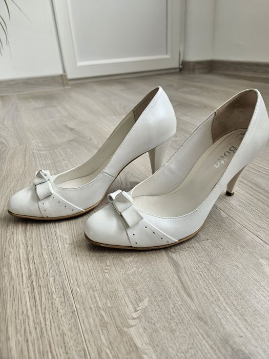 Pantofi dama, piele naturală, alb, mărimea 38