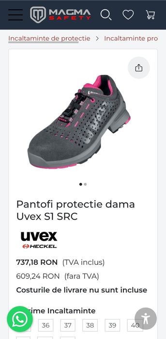 Pantofi UVEX S1 SRC ESD 8561.8 marimea 37