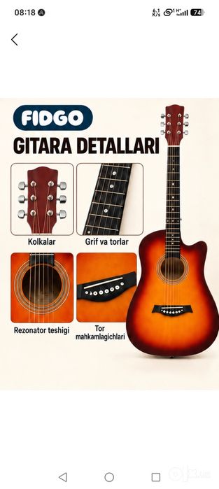 Akustik gitara, kapadastri , simi, gitara solgichi bilan