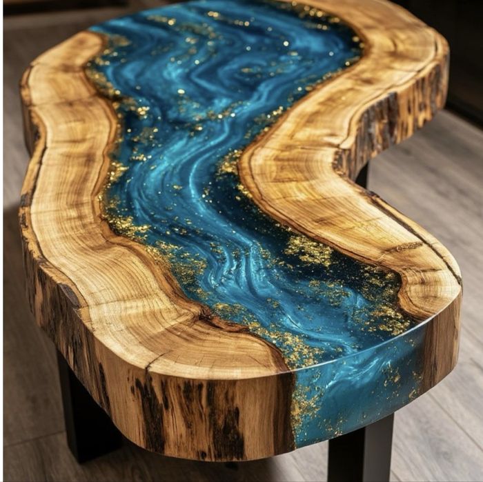Masa cafea /dining din lemn si epoxy